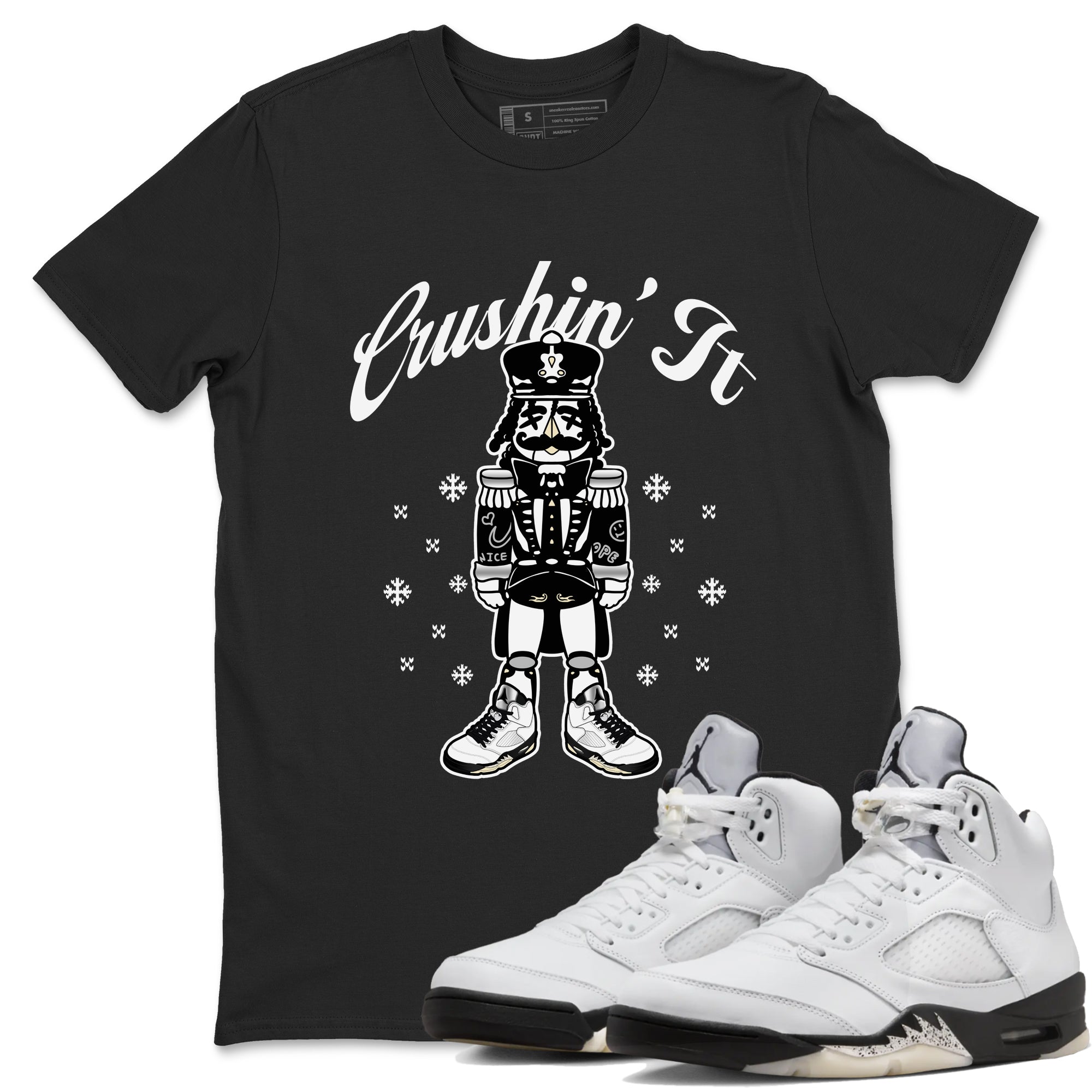 Crushin' It snkmatch Tees - Air Jordan 5 White Black