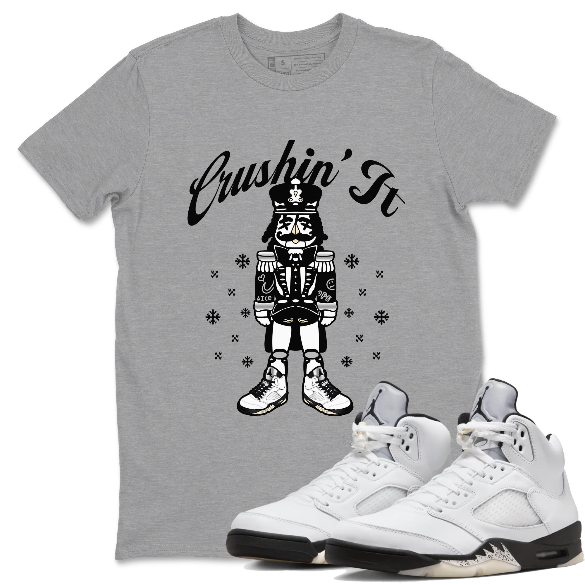 Crushin' It snkmatch Tees - Air Jordan 5 White Black