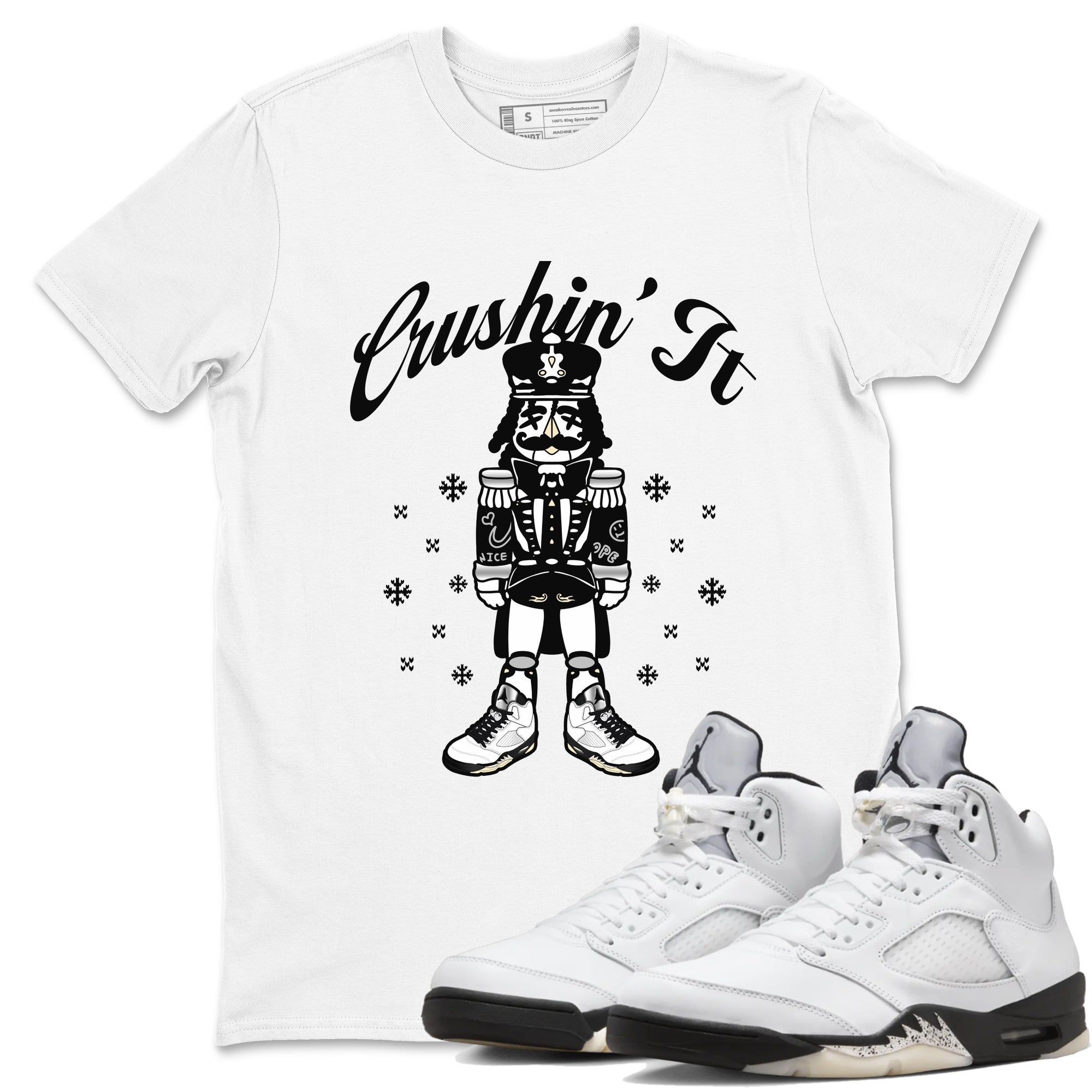 Crushin' It snkmatch Tees - Air Jordan 5 White Black