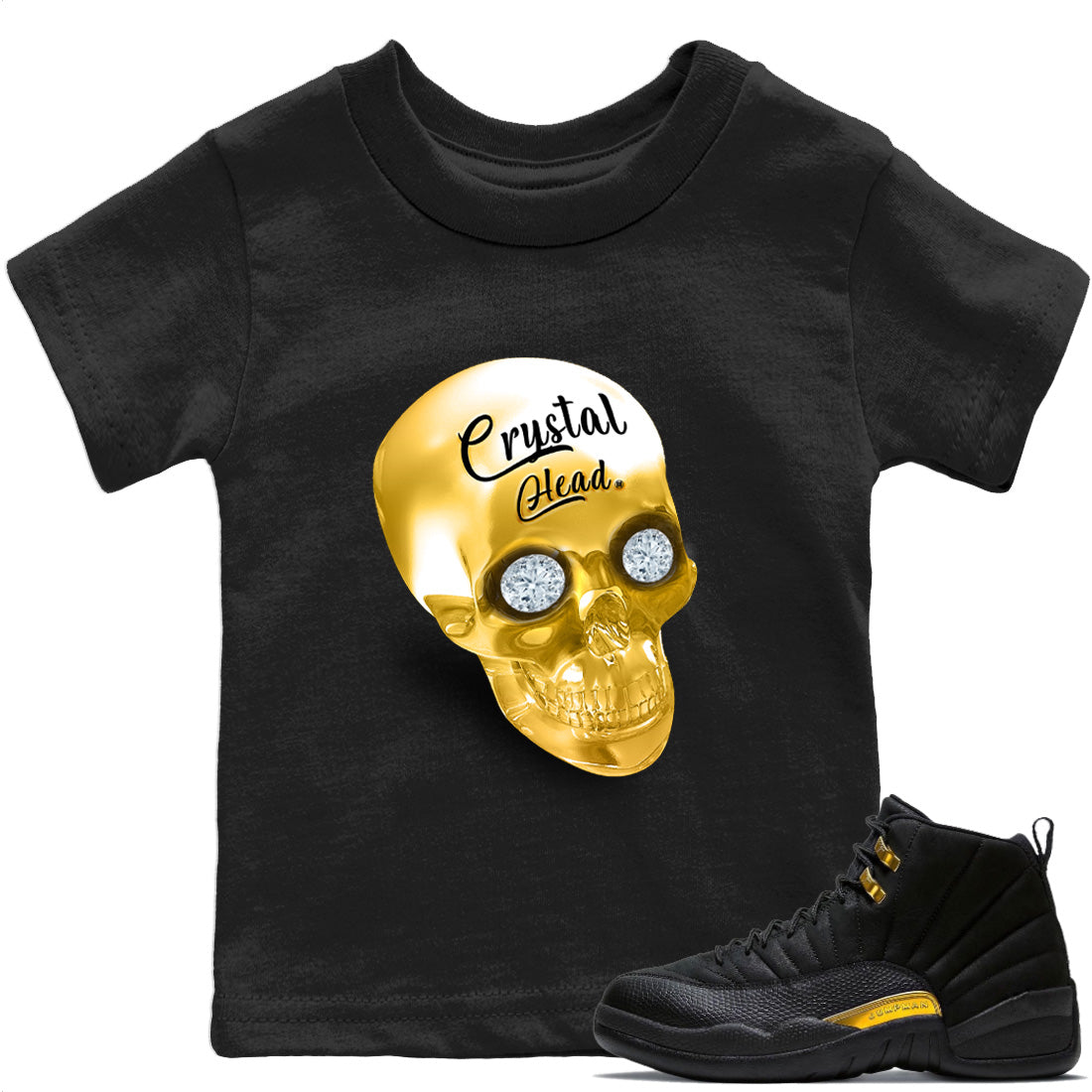 Crystal Head Kids Tops - Air Jordan 12 Black Taxi
