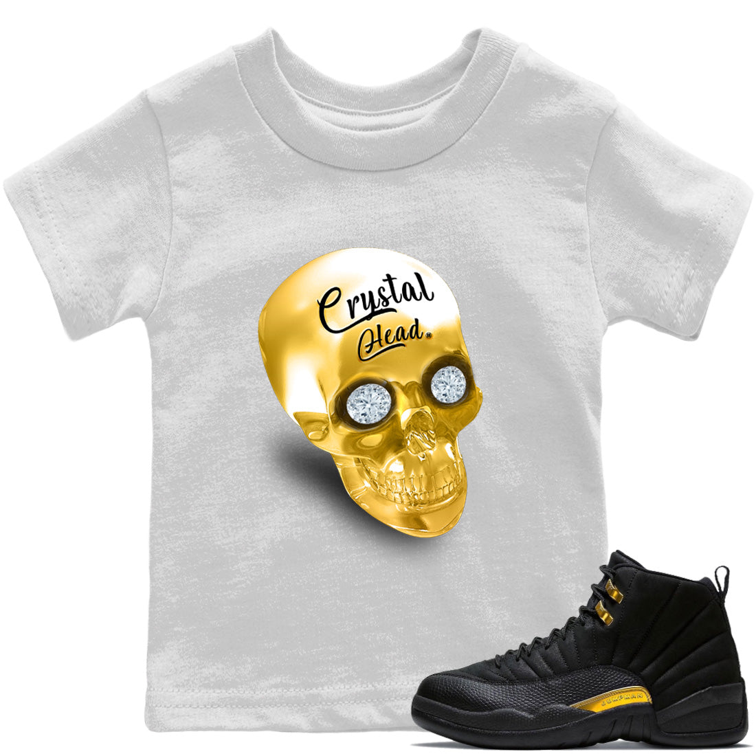 Crystal Head Kids Tops - Air Jordan 12 Black Taxi