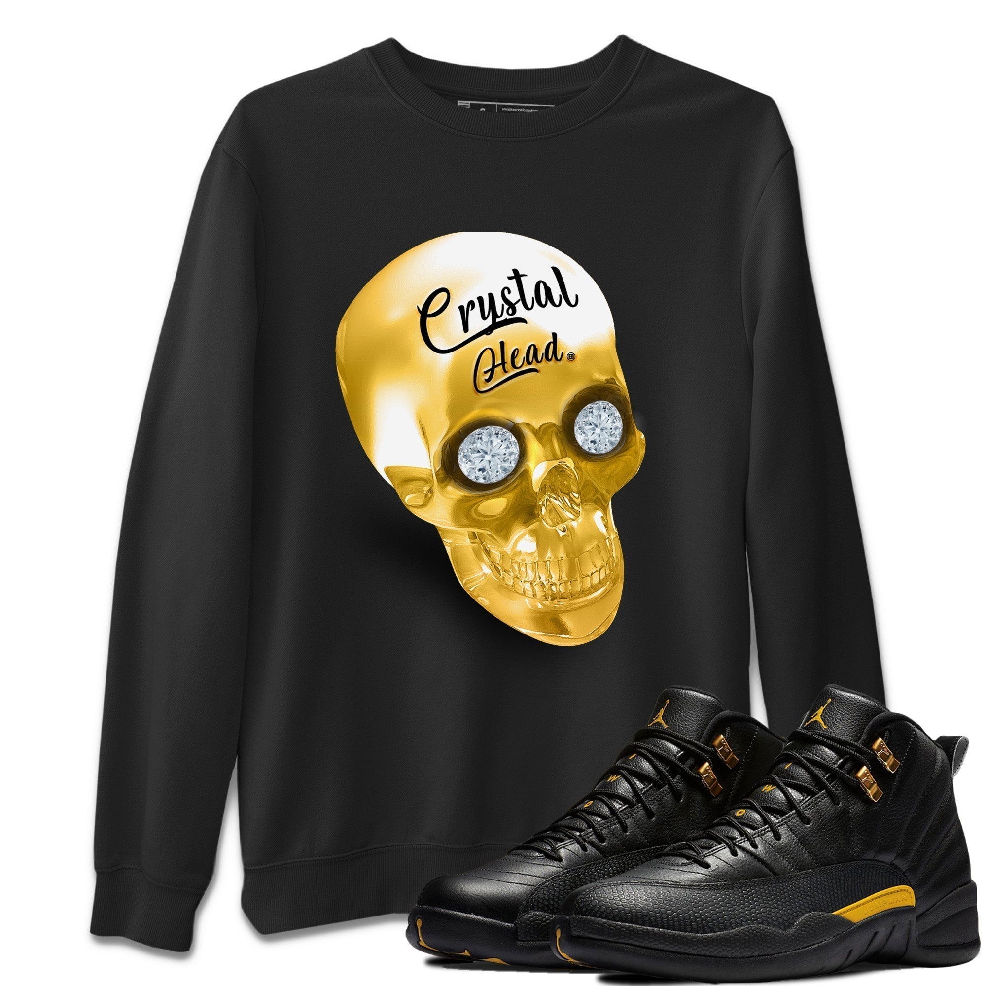 Crystal Head Unisex Tops - Air Jordan 12 Black Taxi
