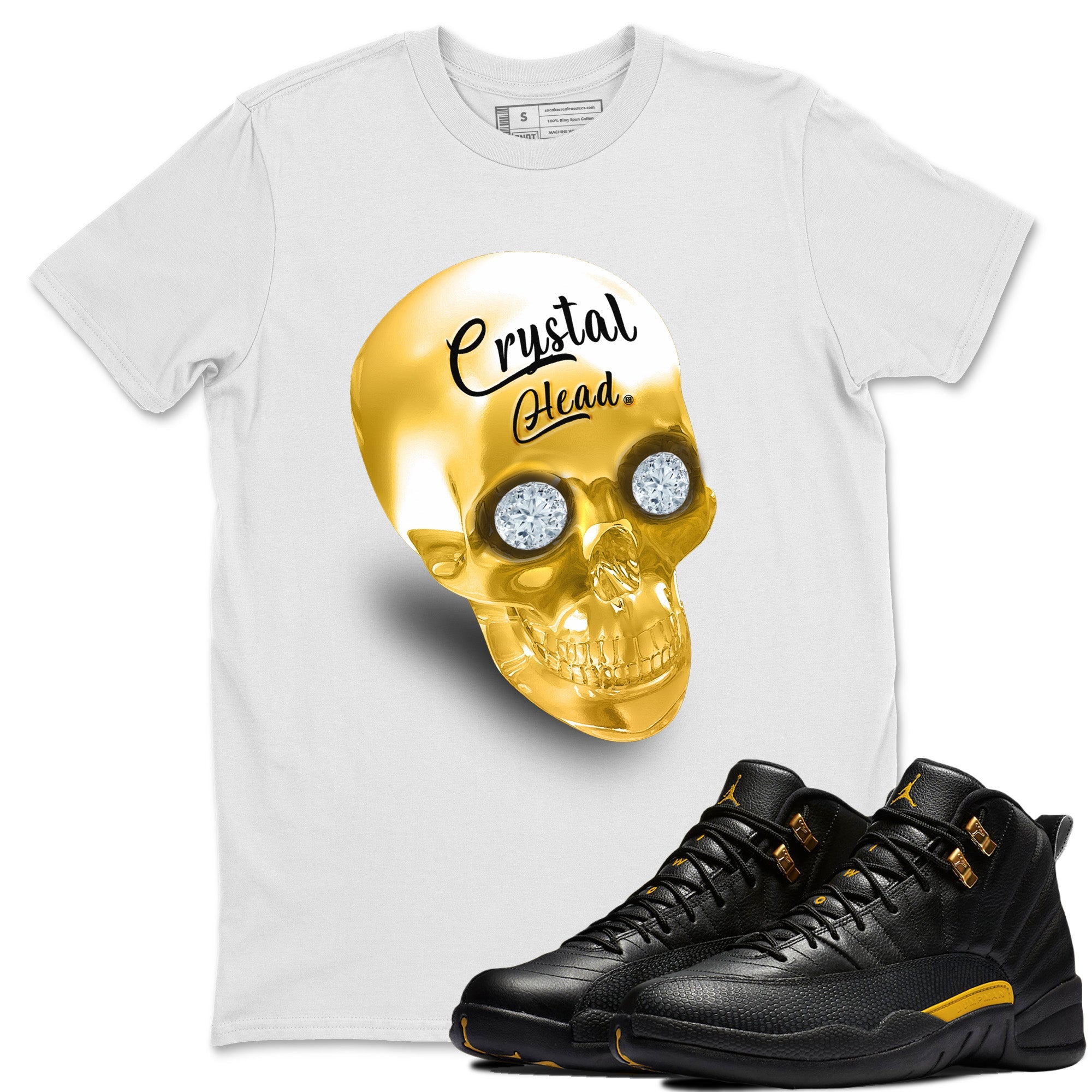 Crystal Head Unisex Tops - Air Jordan 12 Black Taxi