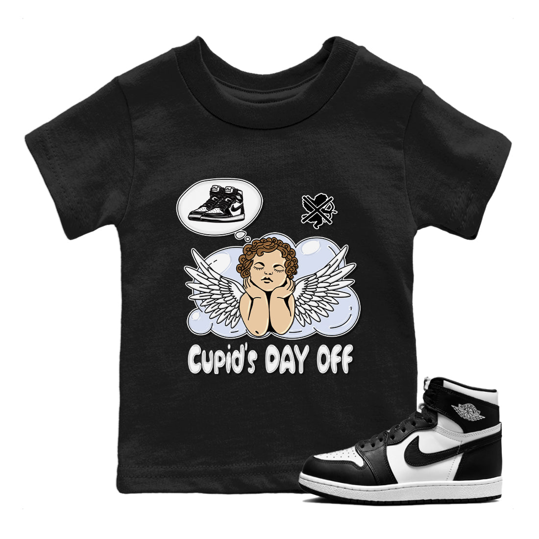 Cupids Day Off Kids Tops - Air Jordan 1 Black White