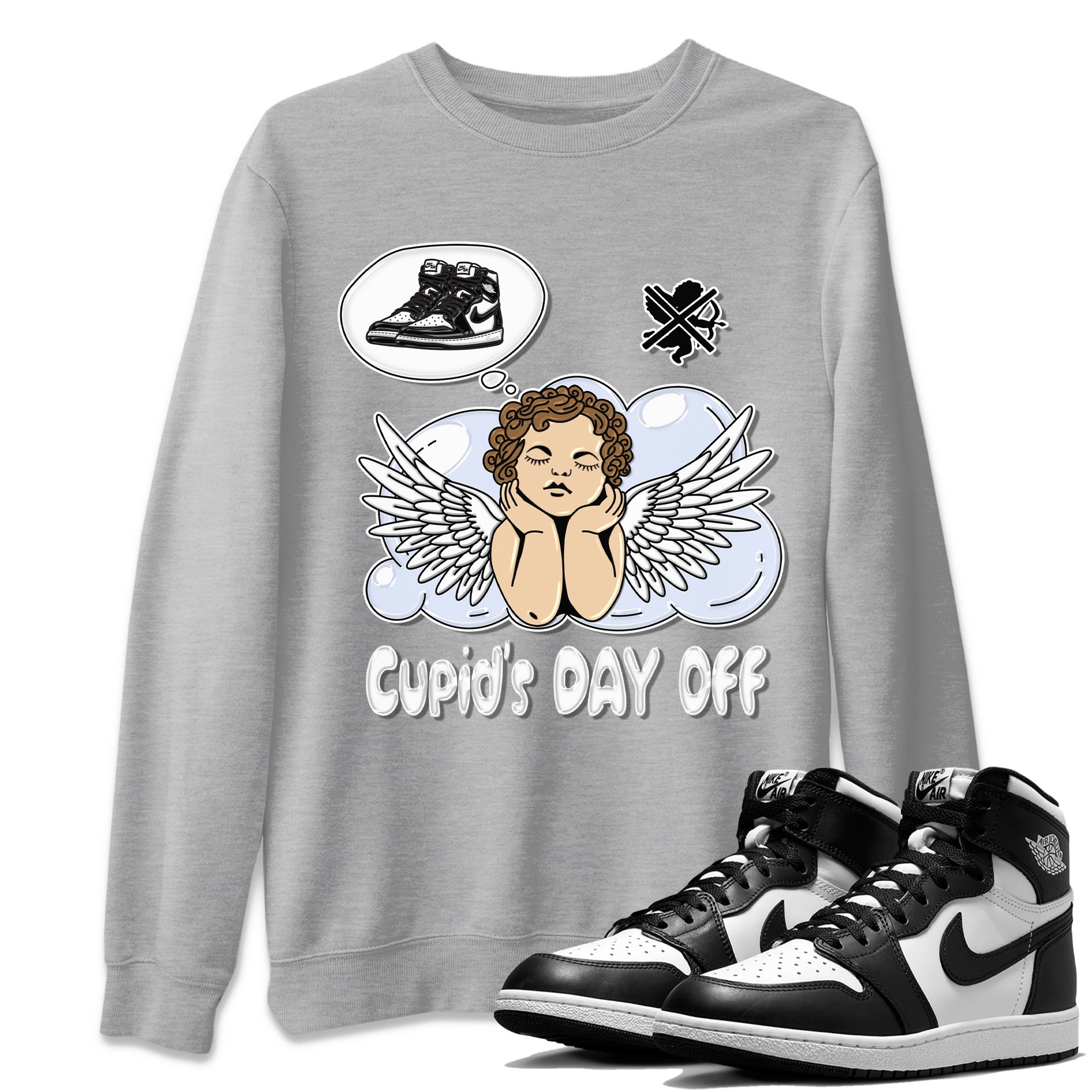 Cupids Day Off Unisex Tops - Air Jordan 1 Black White