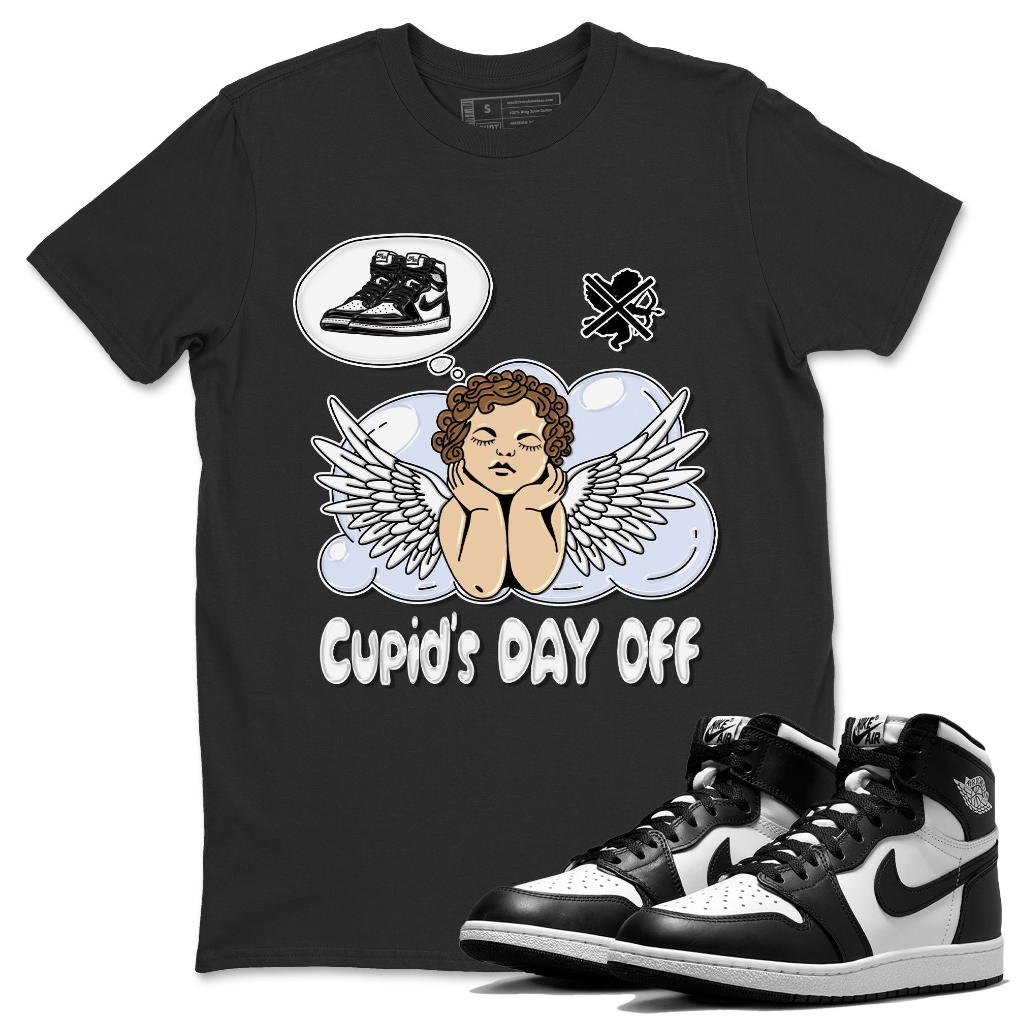 Cupids Day Off Unisex Tops - Air Jordan 1 Black White