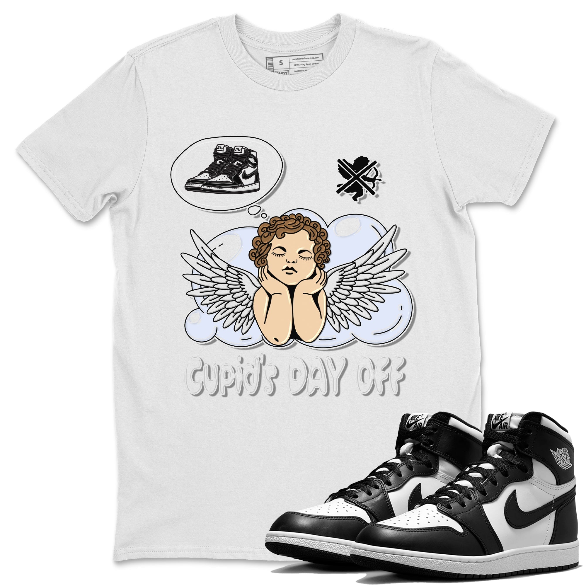 Cupids Day Off Unisex Tops - Air Jordan 1 Black White
