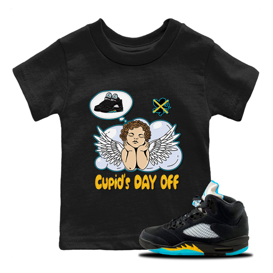 Cupids Day Off Kids Tops - Air Jordan 5 Aqua