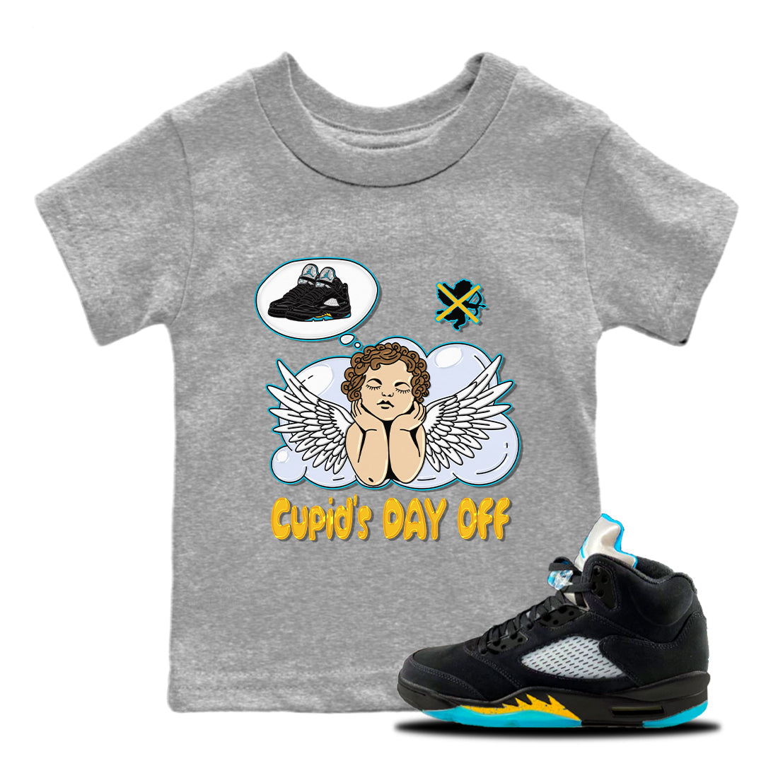 Cupids Day Off Kids Tops - Air Jordan 5 Aqua