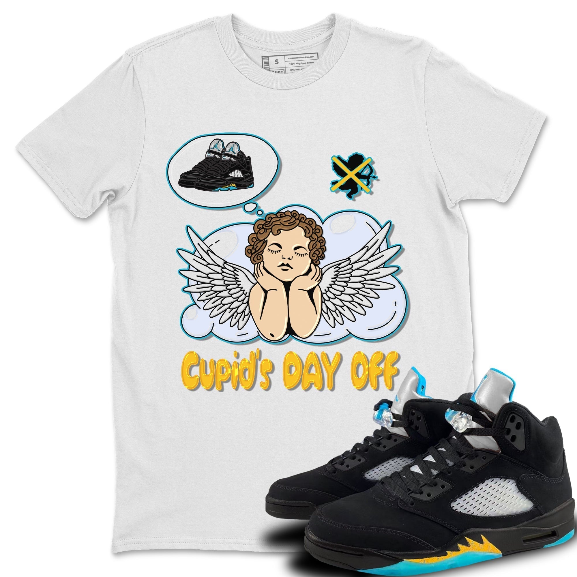 Cupids Day Off Unisex Tops - Air Jordan 5 Aqua