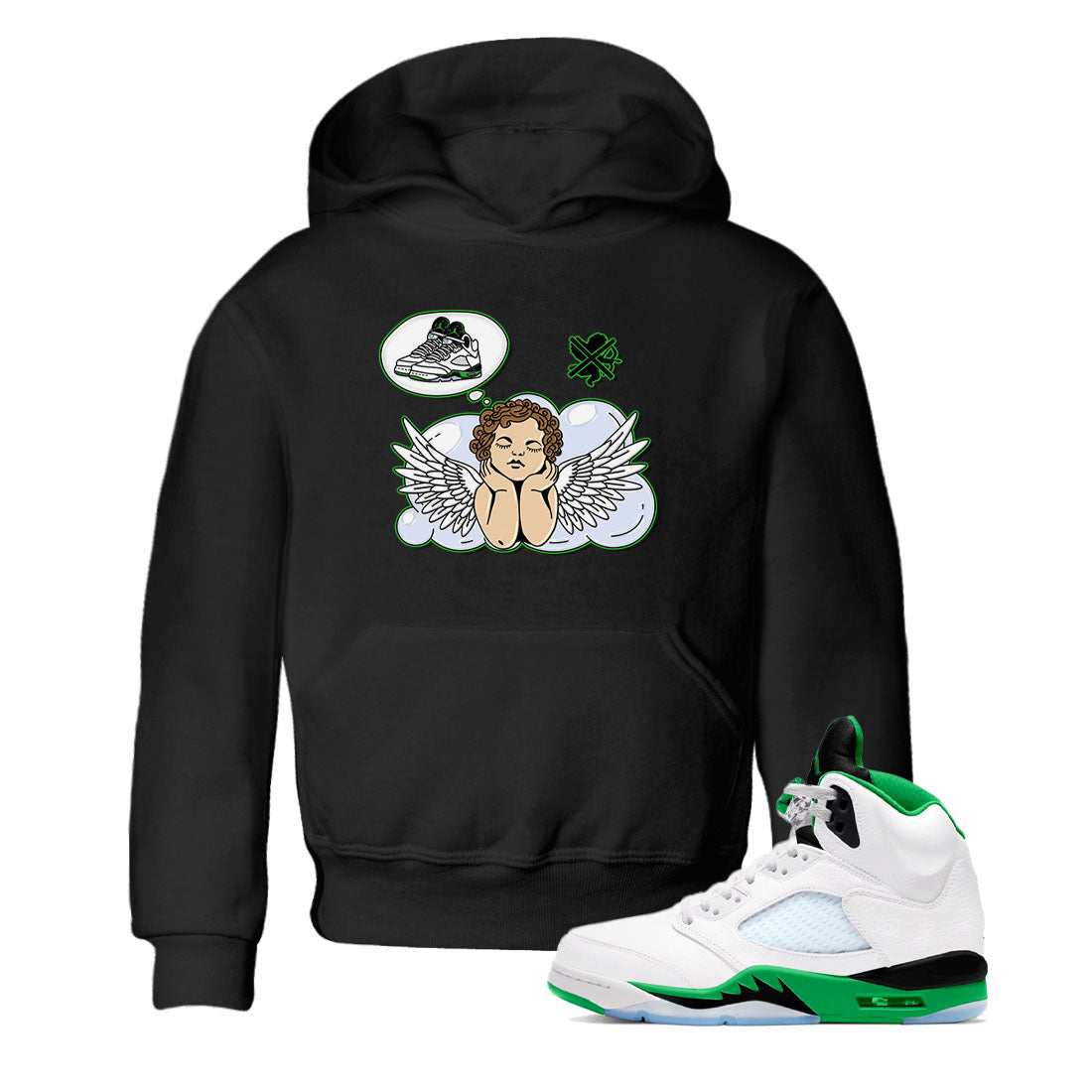 Cupids Day Off snkmatch Tees Kids - Air Jordan 5 Lucky Green