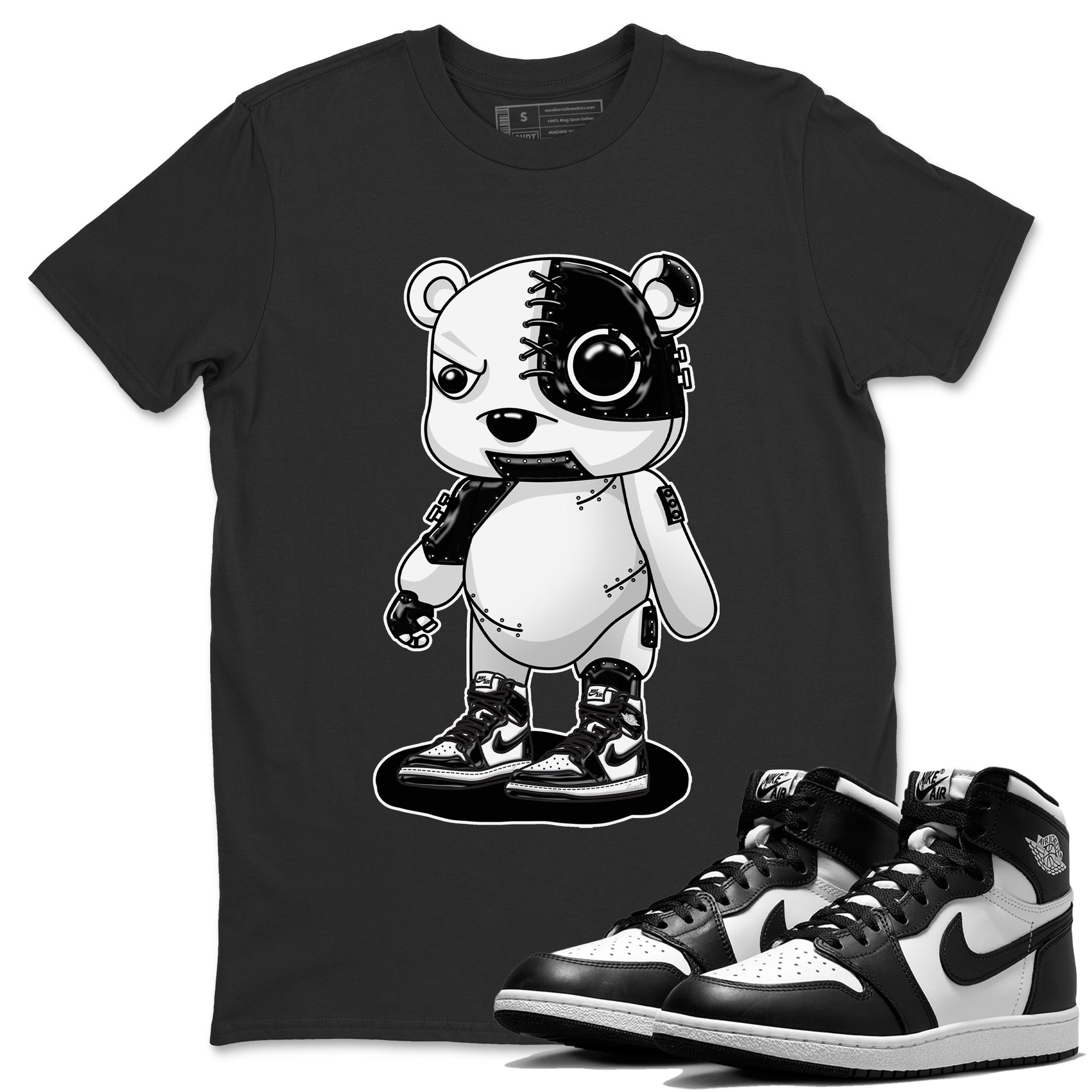 Cyborg Bear Unisex Tops - Air Jordan 1 Black White