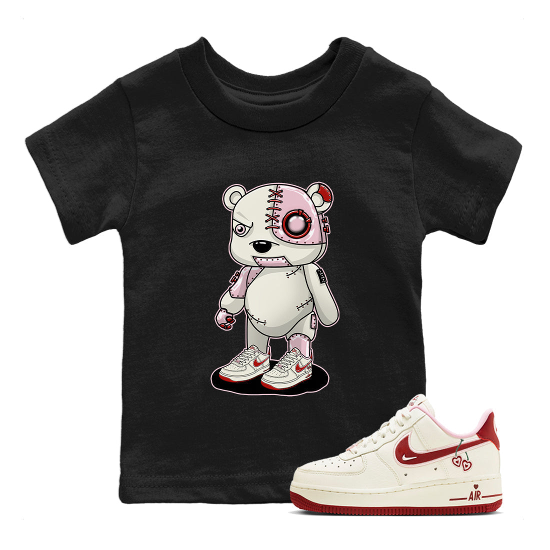 Cyborg Bear Kids Tops - Air Force 1 Valentines Day