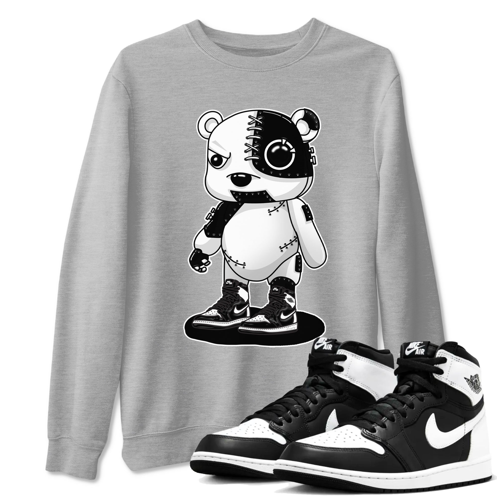 Cyborg Bear snkmatch Tees - Air Jordan 1 Black White