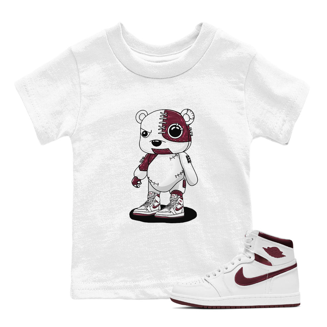 Cyborg Bear snkmatch Tees Kids - Air Jordan 1 Metallic Burgundy