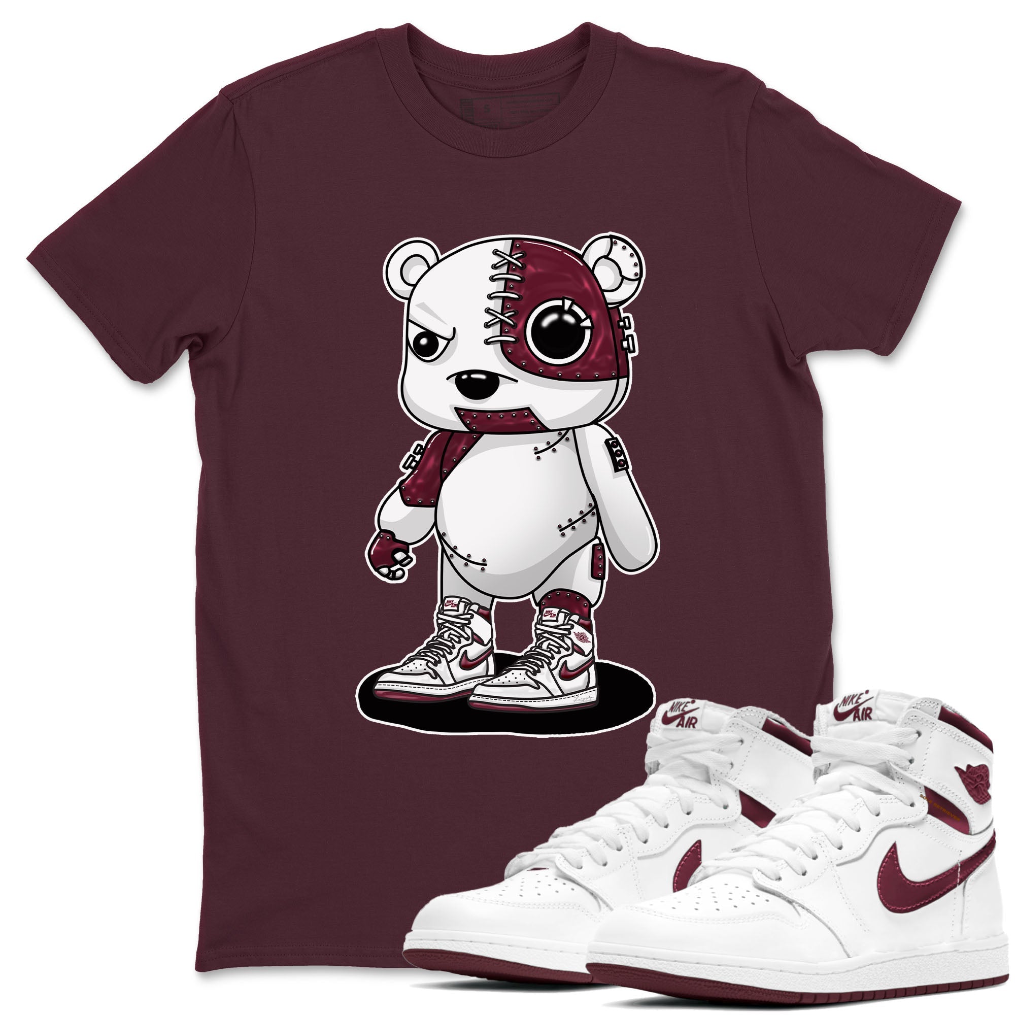 Cyborg Bear snkmatch Tees - Air Jordan 1 Metallic Burgundy