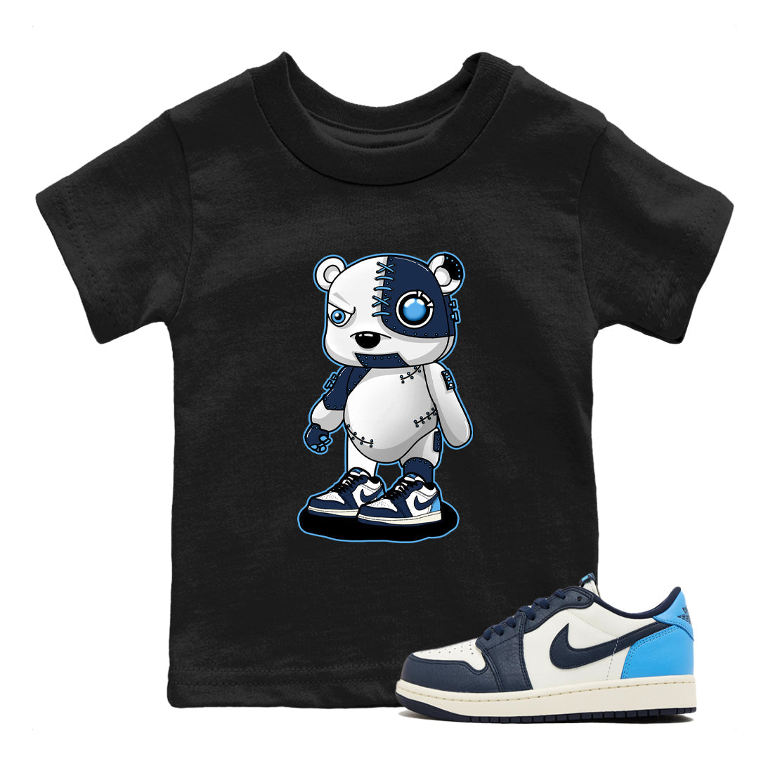 Cyborg Bear snkmatch Tees Kids - Air Jordan 1 Obsidian