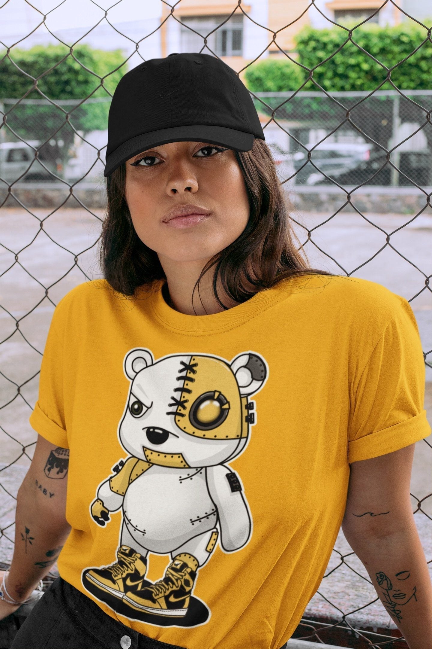 Cyborg Bear Unisex Tops - Air Jordan 1 Pollen