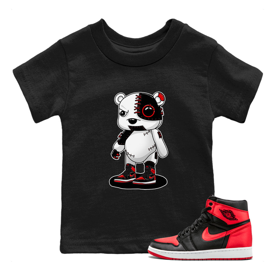 Cyborg Bear snkmatch Tee Kids - Air Jordan 1 Satin Bred