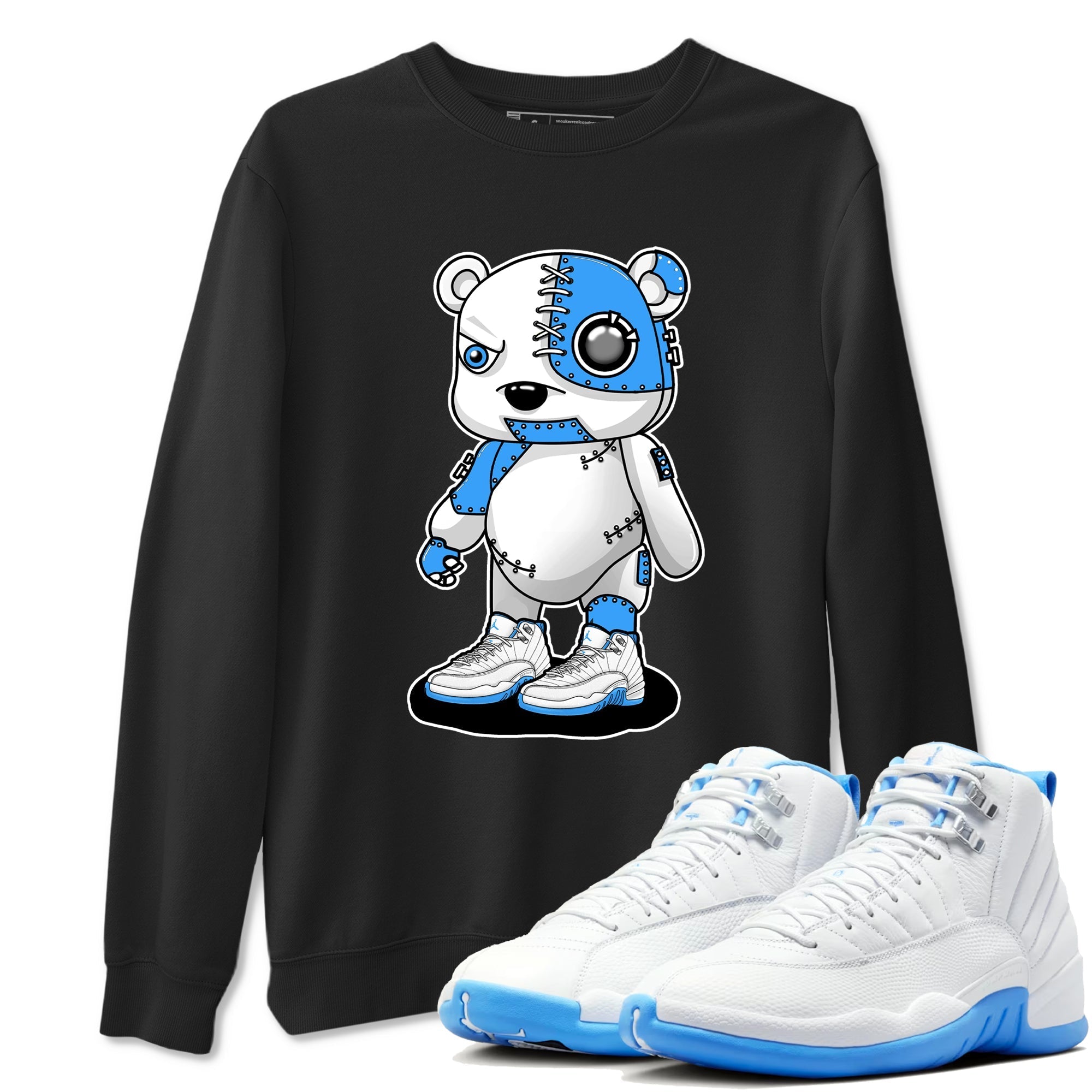 Cyborg Bear snkmatch Tees - Air Jordan 12 White and University Blue
