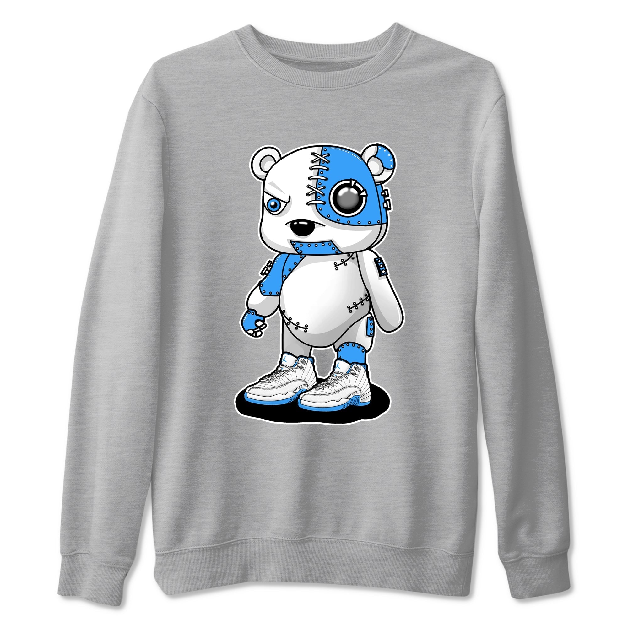 Cyborg Bear snkmatch Tees - Air Jordan 12 White and University Blue