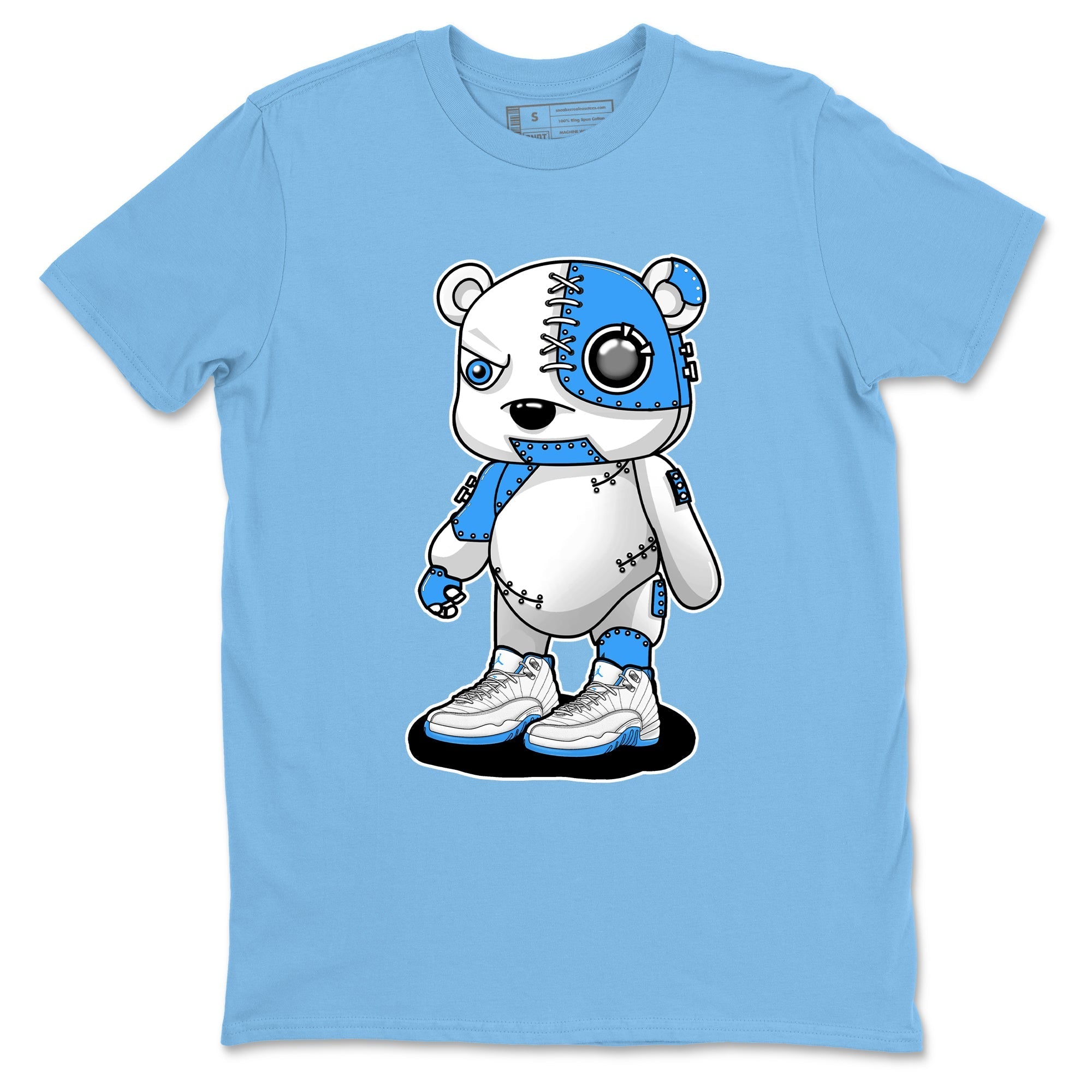 Cyborg Bear snkmatch Tees - Air Jordan 12 White and University Blue
