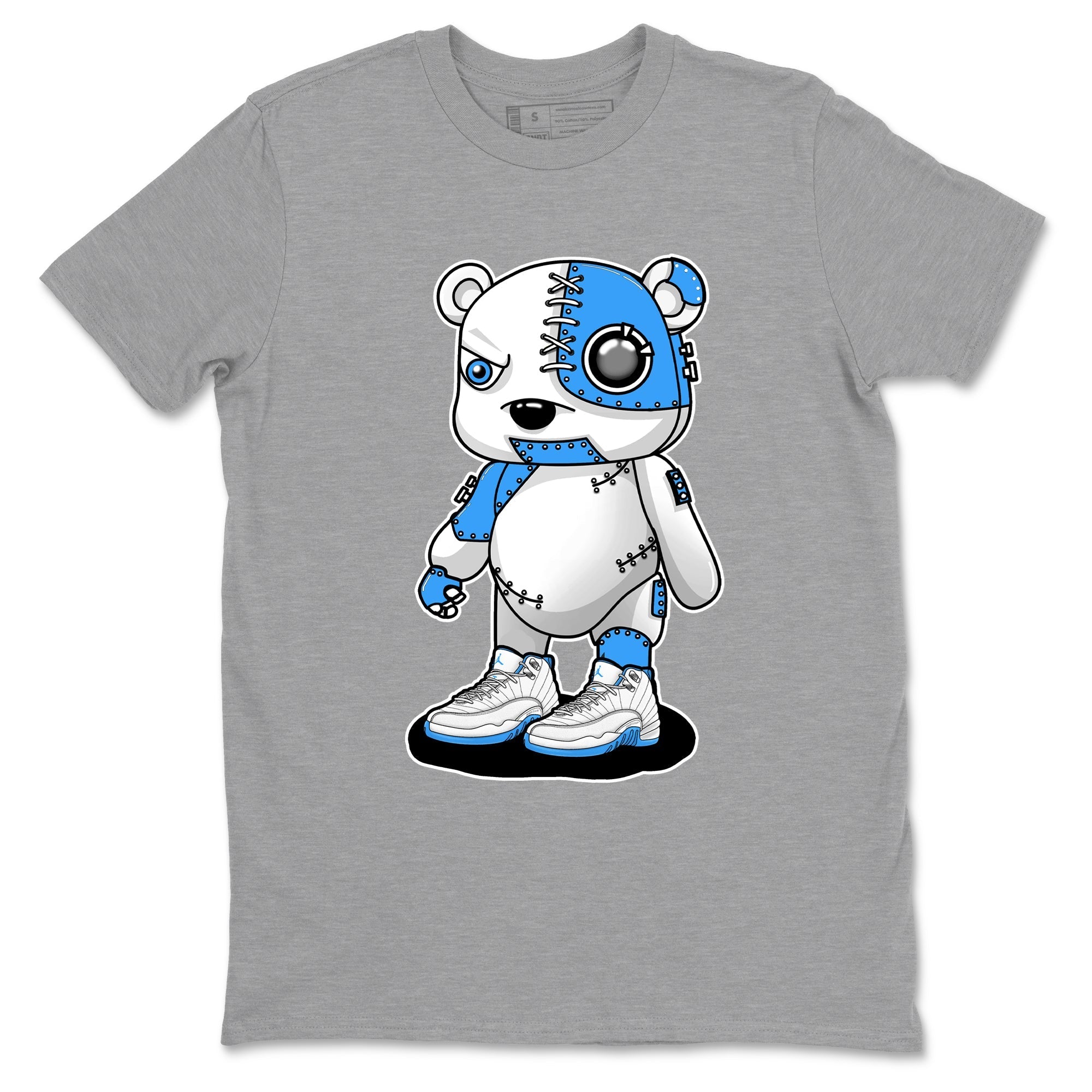 Cyborg Bear snkmatch Tees - Air Jordan 12 White and University Blue