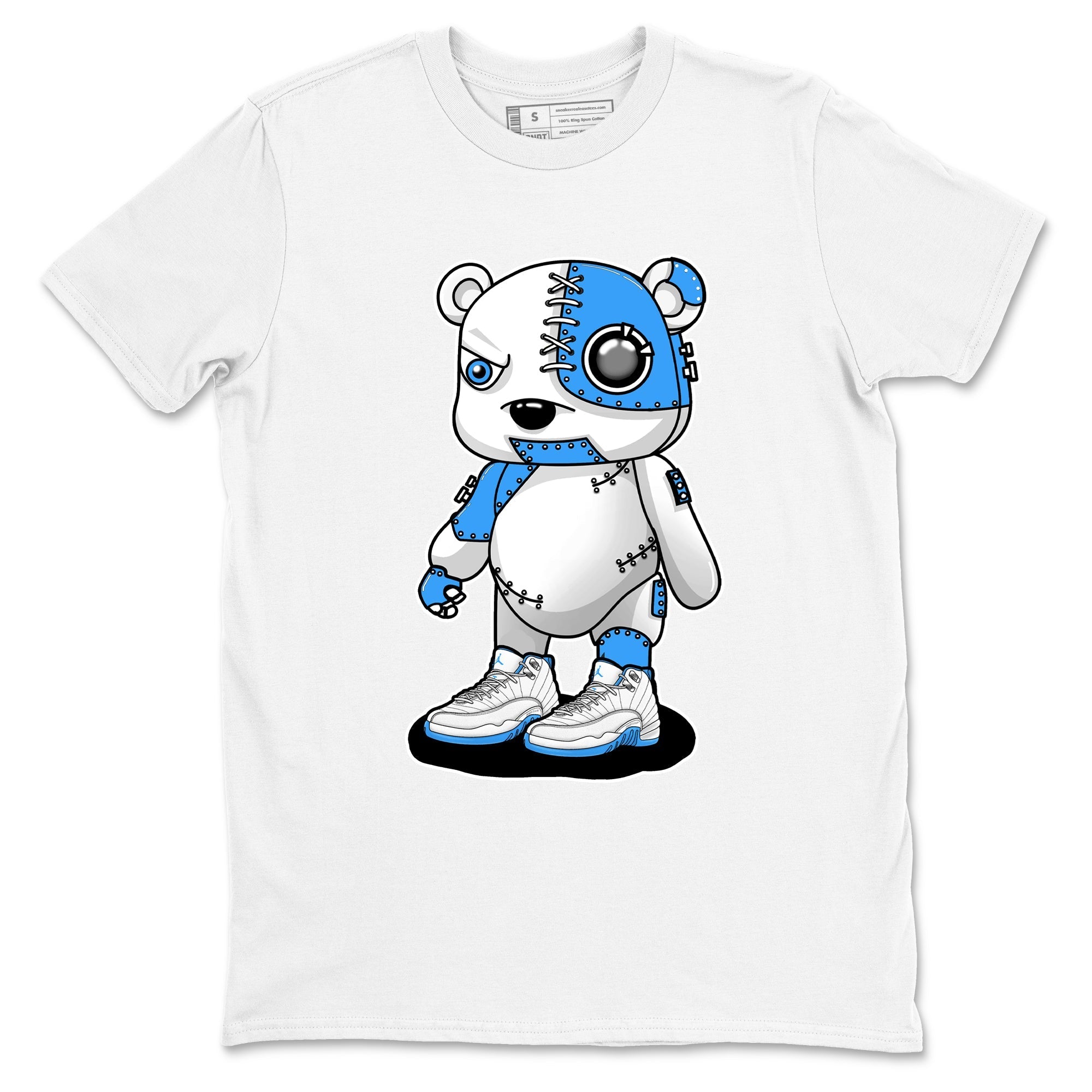 Cyborg Bear snkmatch Tees - Air Jordan 12 White and University Blue