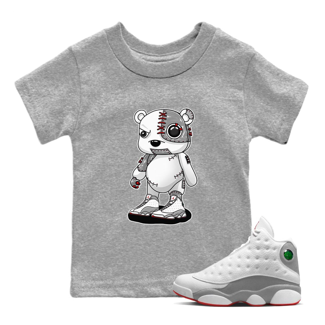 Cyborg Bear Kids Tops - Air Jordan 13 Wolf Grey