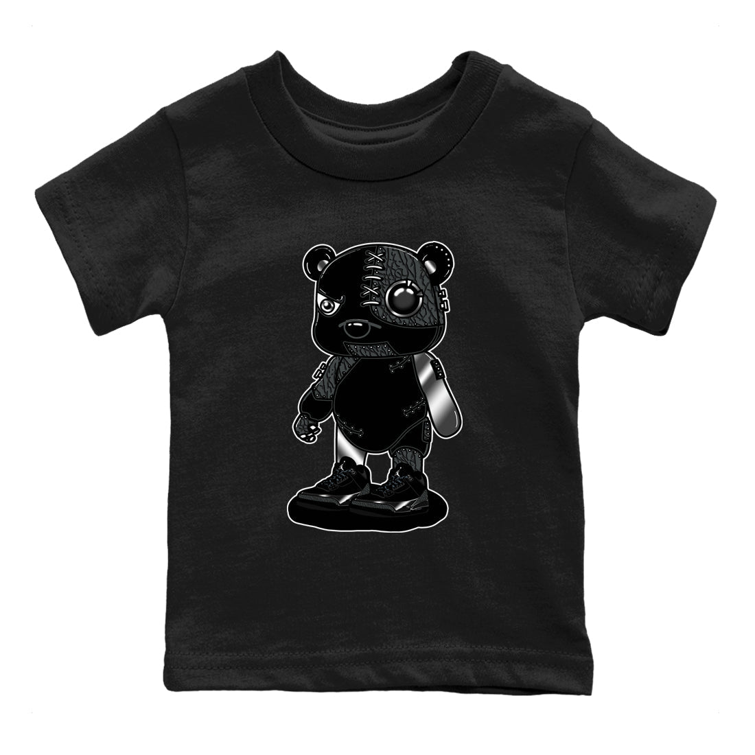 Cyborg Bear snkmatch Tees Kids - Air Jordan 3 Black Cat