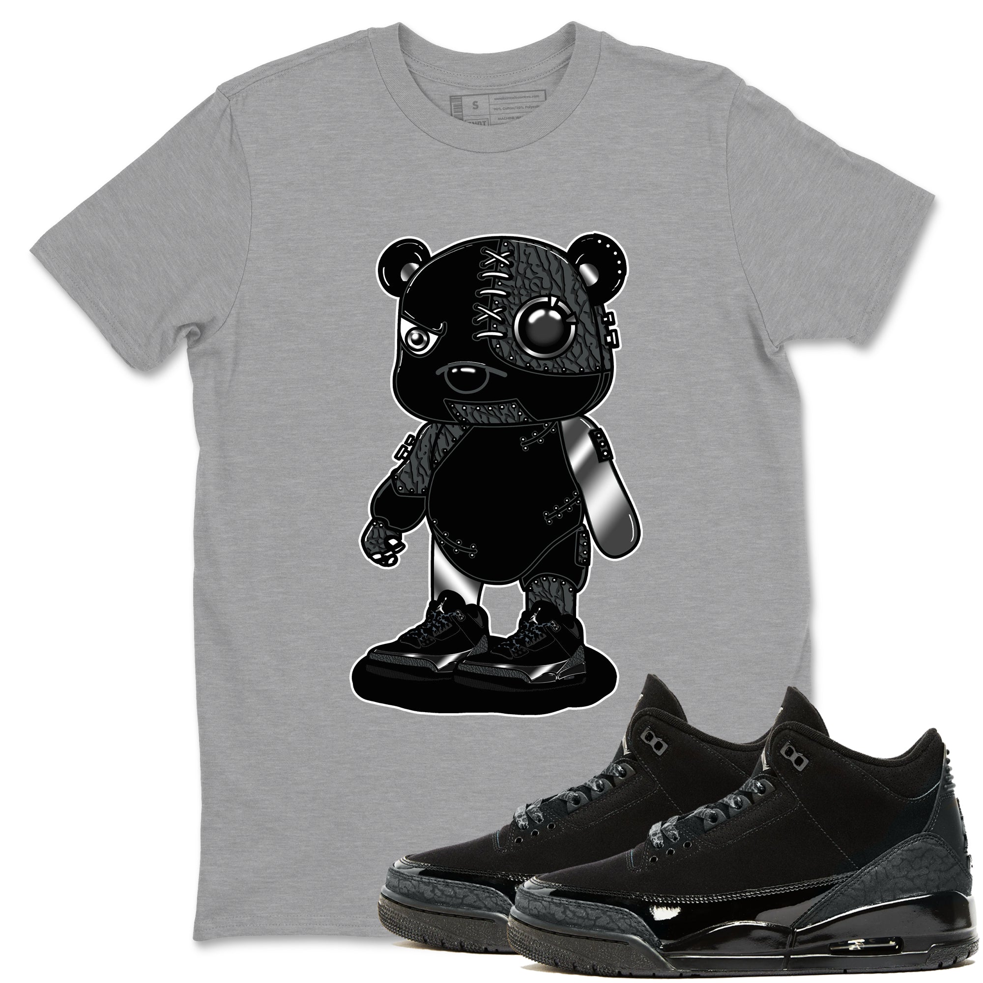 Cyborg Bear snkmatch Tees - Air Jordan 3 Black Cat