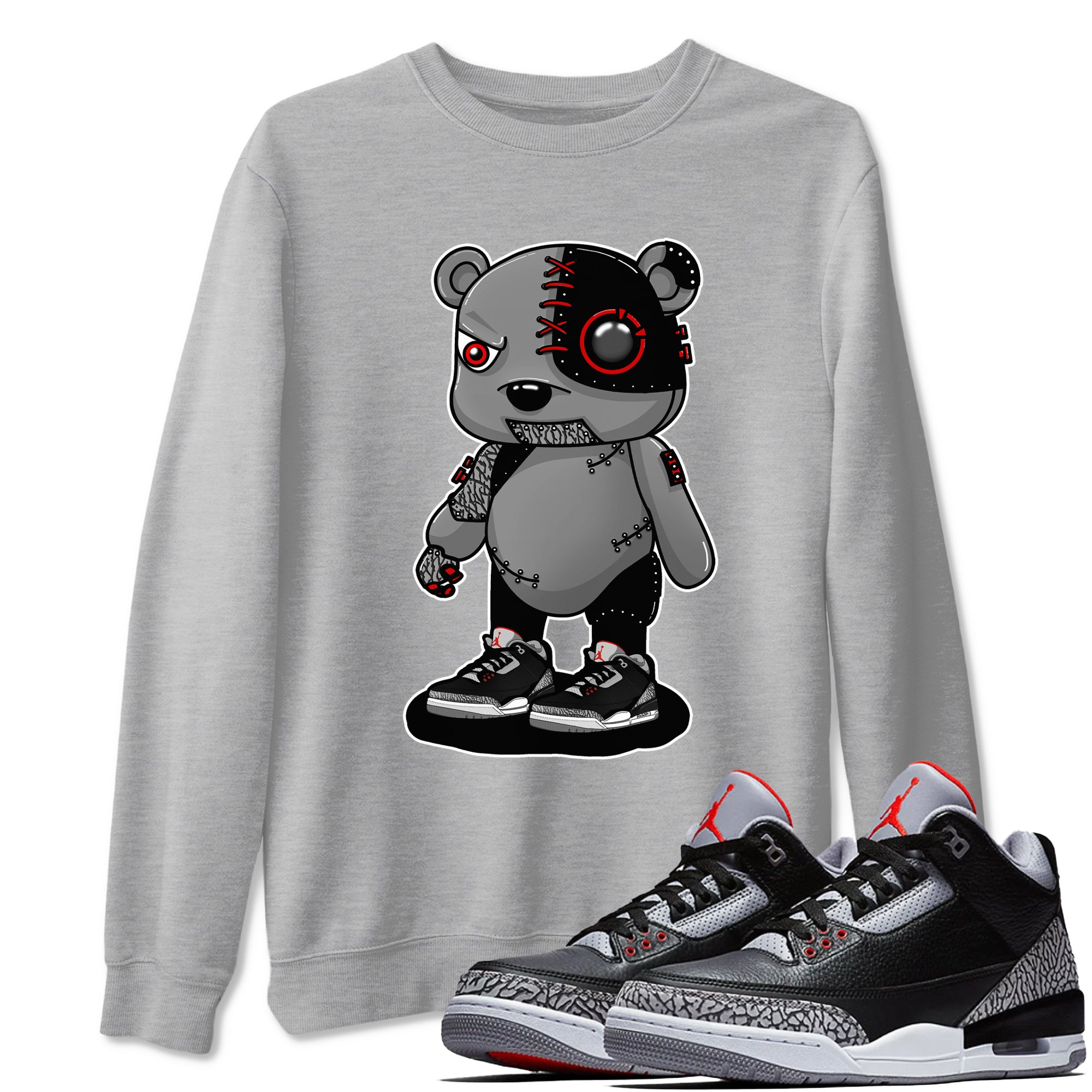 Cyborg Bear snkmatch Tees - Air Jordan 3 Black Cement