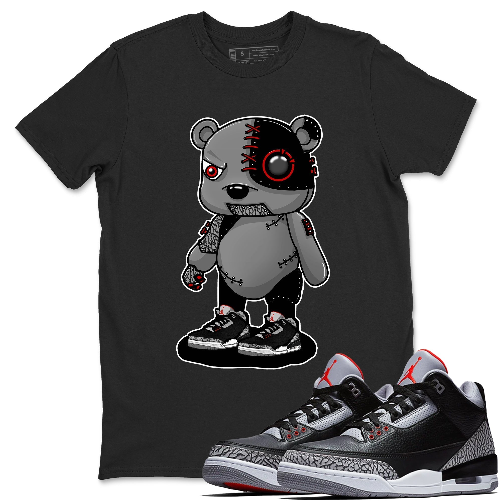 Cyborg Bear snkmatch Tees - Air Jordan 3 Black Cement