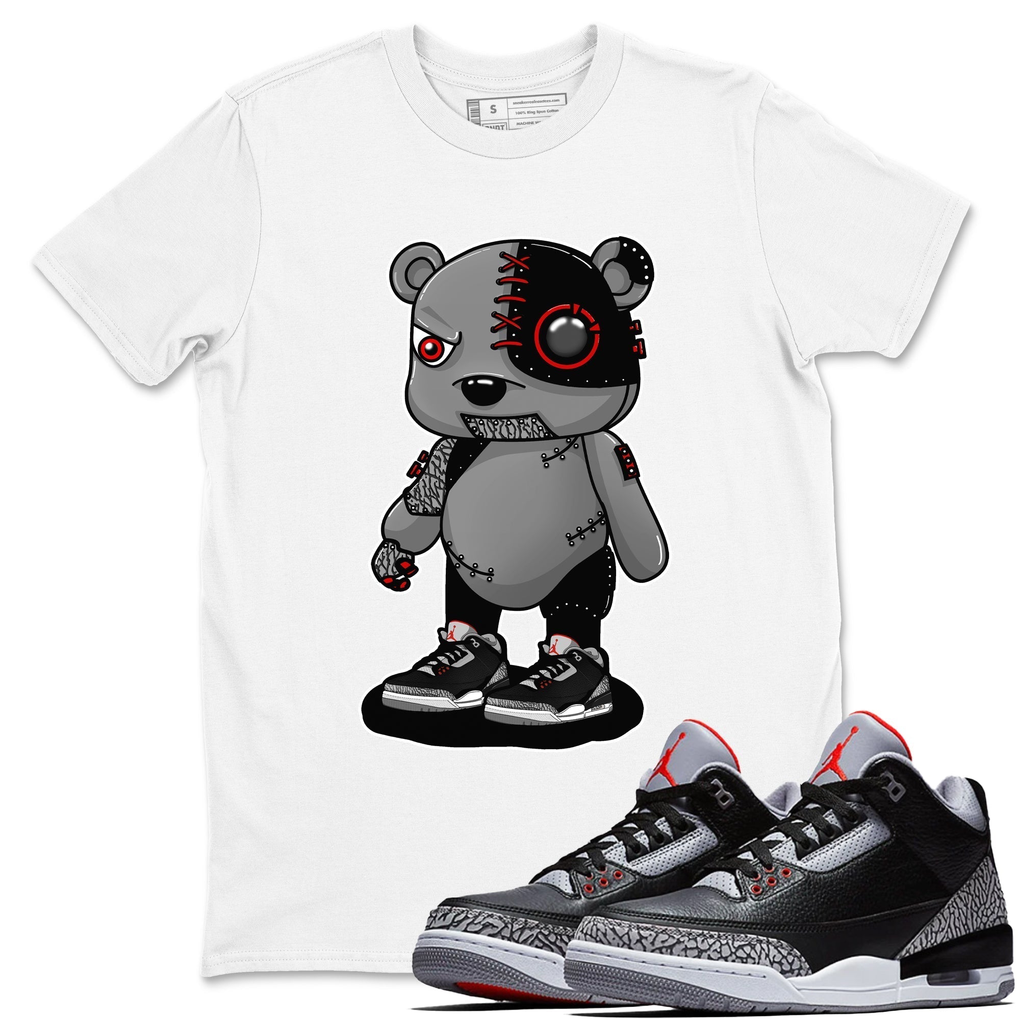 Cyborg Bear snkmatch Tees - Air Jordan 3 Black Cement