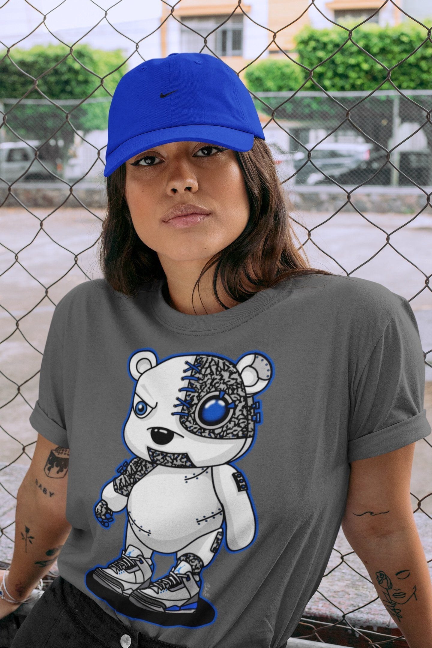 Cyborg Bear Unisex Tops - Air Jordan 3 Racer Blue