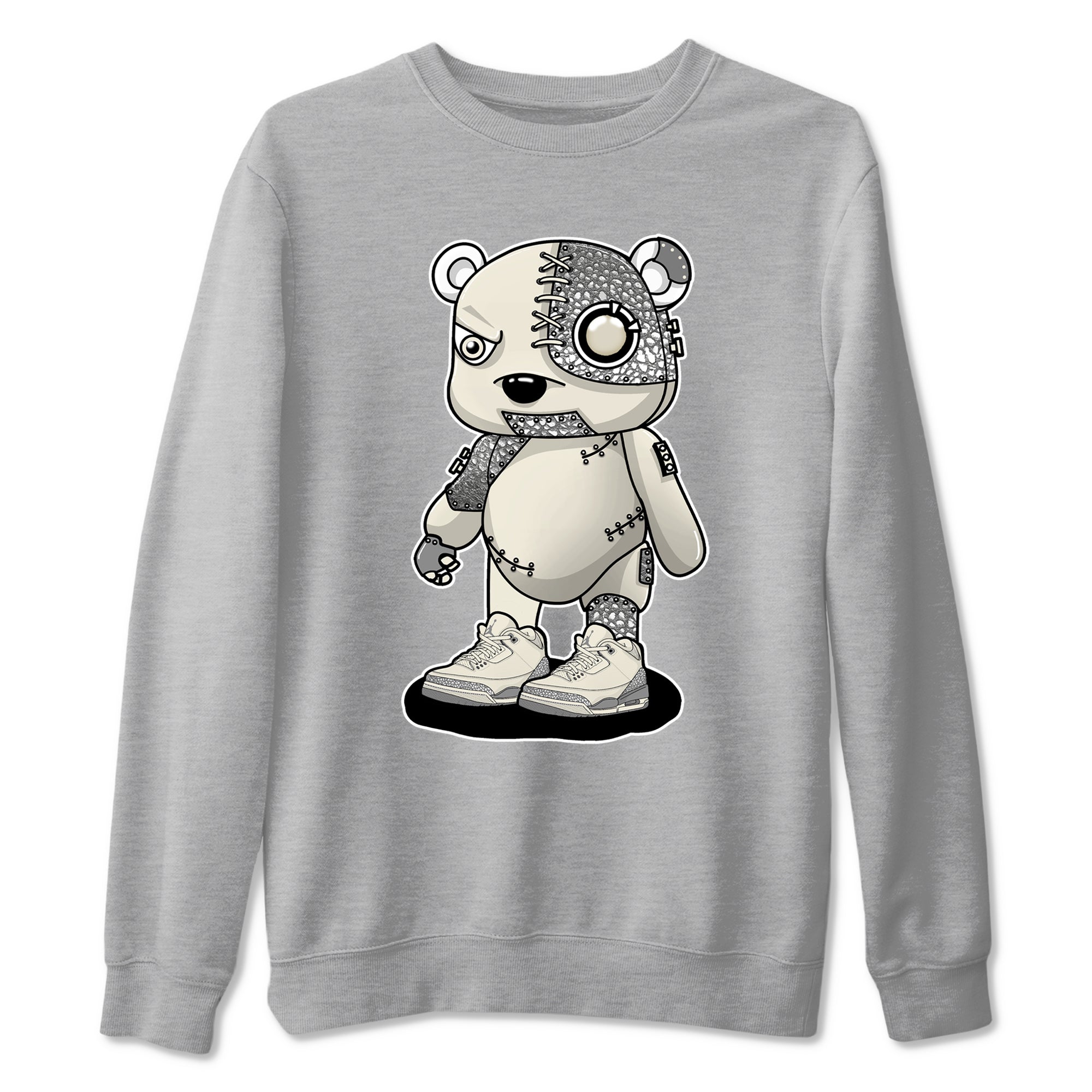 Cyborg Bear snkmatch Tees - Air Jordan 3 Sail and Cement Grey