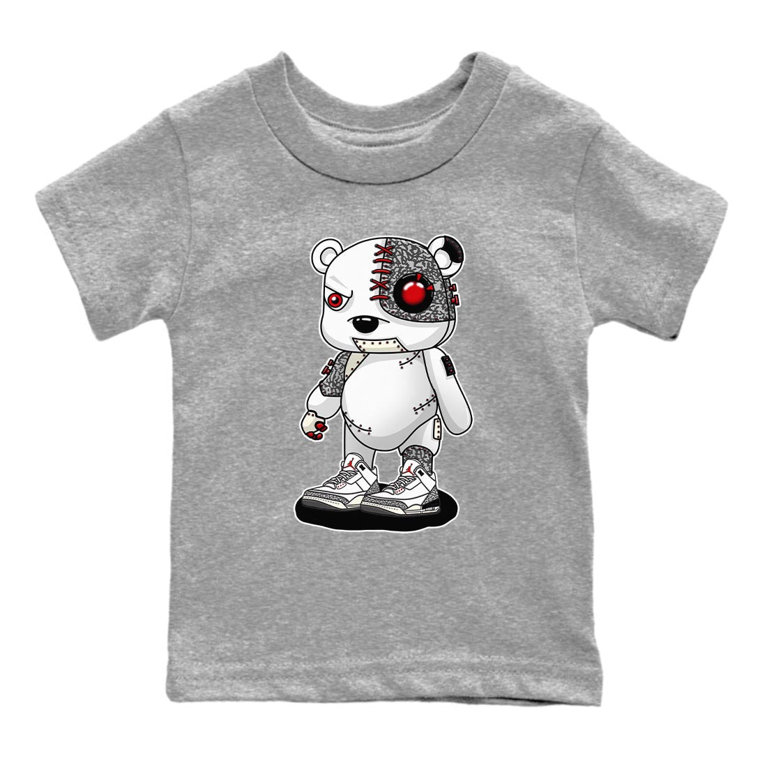 Cyborg Bear Kids Tops - Air Jordan 3 White Cement