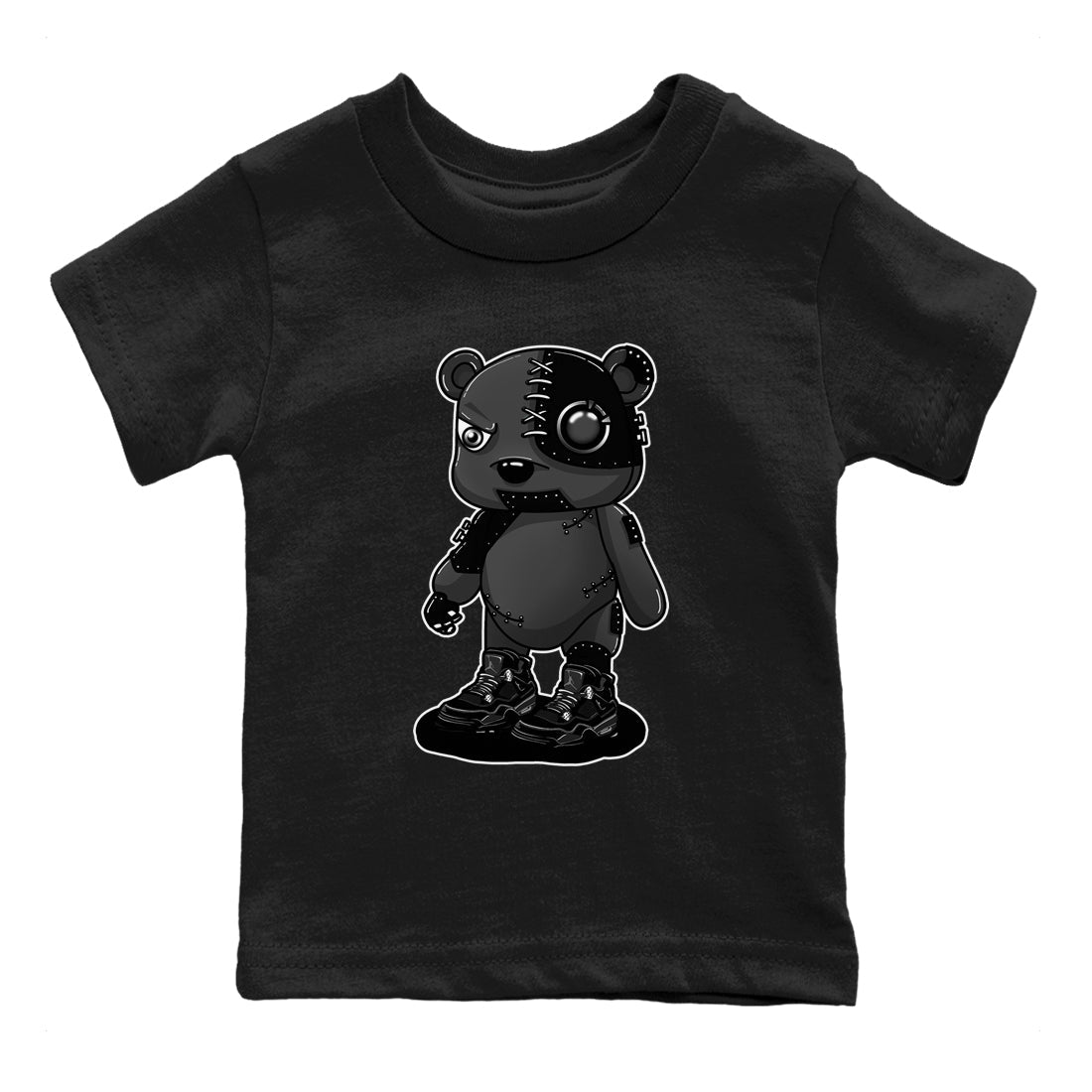Cyborg Bear snkmatch Tees Kids - Air Jordan 4 Black Cat