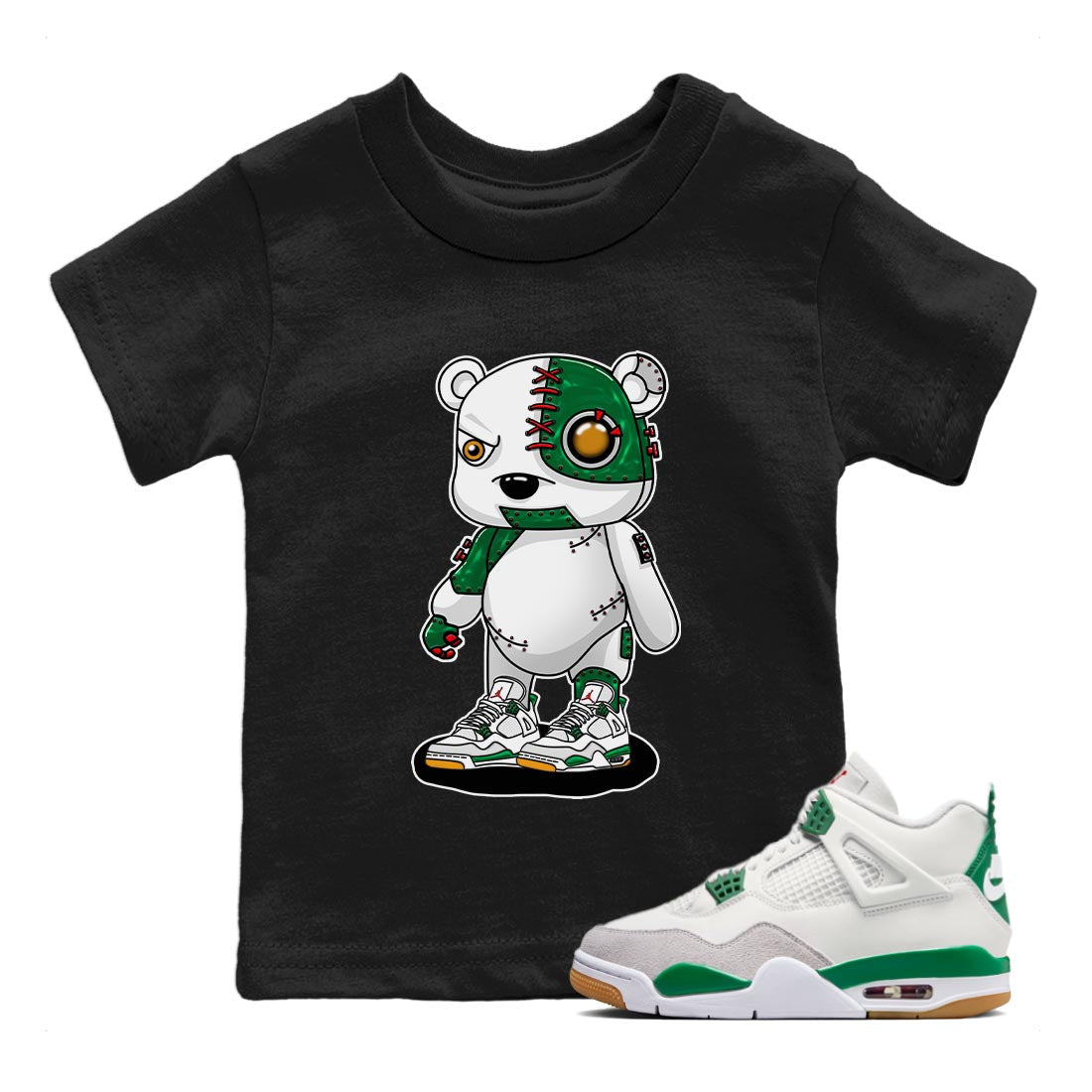 Cyborg Bear Kids Tops - Air Jordan 4 Pine Green SB