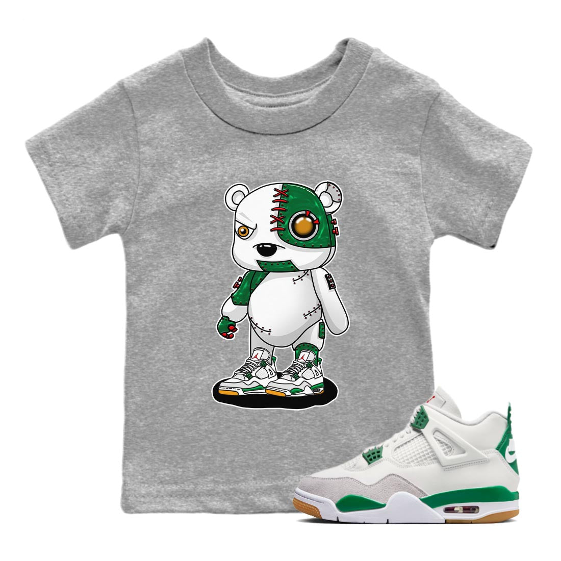 Cyborg Bear Kids Tops - Air Jordan 4 Pine Green