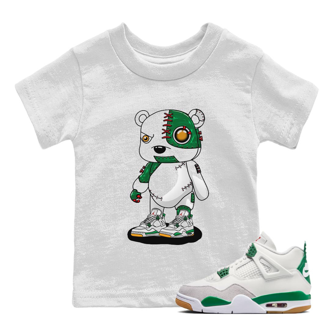 Cyborg Bear Kids Tops - Air Jordan 4 Pine Green