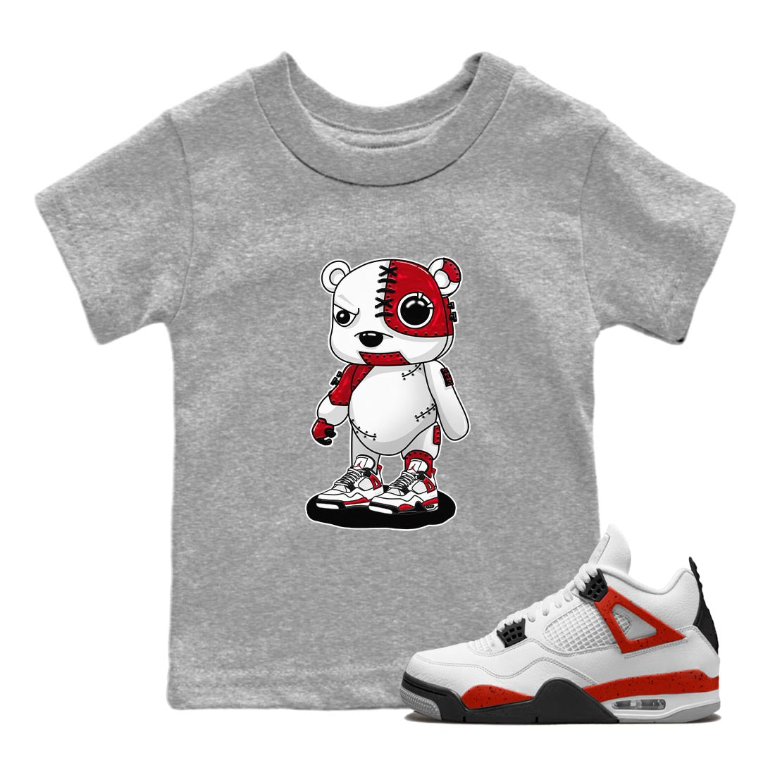 Cyborg Bear snkmatch Tee Kids - Air Jordan 4 Red Cement