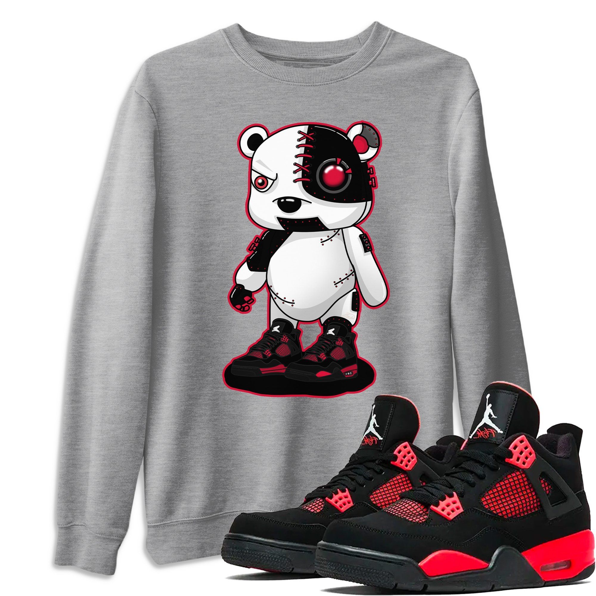 Cyborg Bear Unisex Tops - Air Jordan 4 Red Thunder
