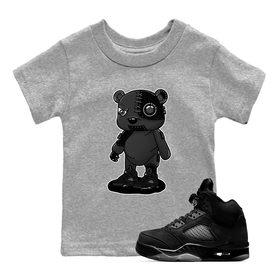 Cyborg Bear snkmatch Tees Kids - Air Jordan 5 Black Cat