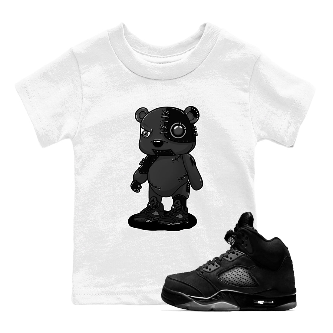 Cyborg Bear snkmatch Tees Kids - Air Jordan 5 Black Cat