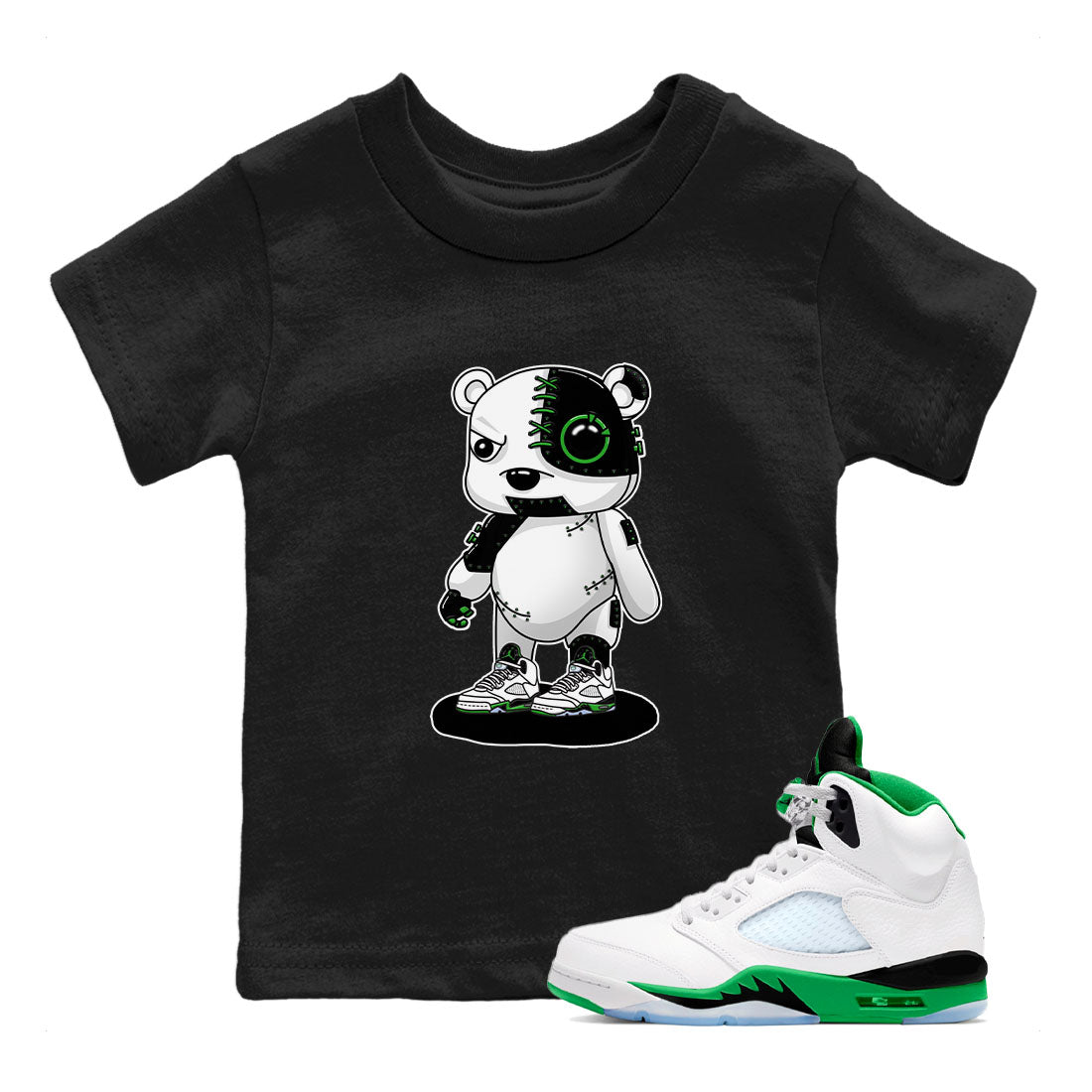 Cyborg Bear snkmatch Tees Kids - Air Jordan 5 Lucky Green