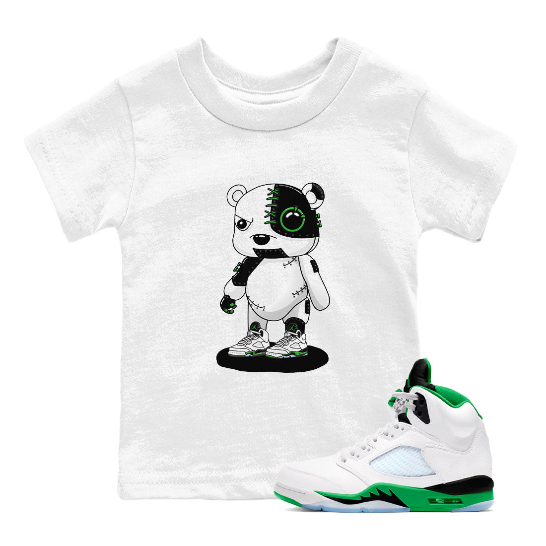 Cyborg Bear snkmatch Tees Kids - Air Jordan 5 Lucky Green
