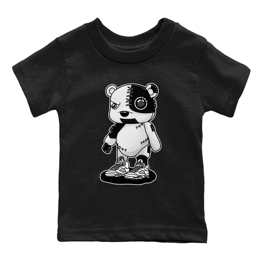 Cyborg Bear snkmatch Tees Kids - Air Jordan 5 White Black