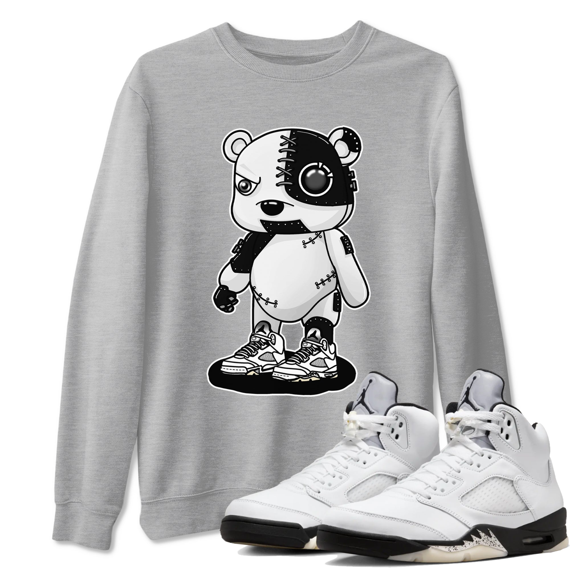 Cyborg Bear snkmatch Tees - Air Jordan 5 White Black