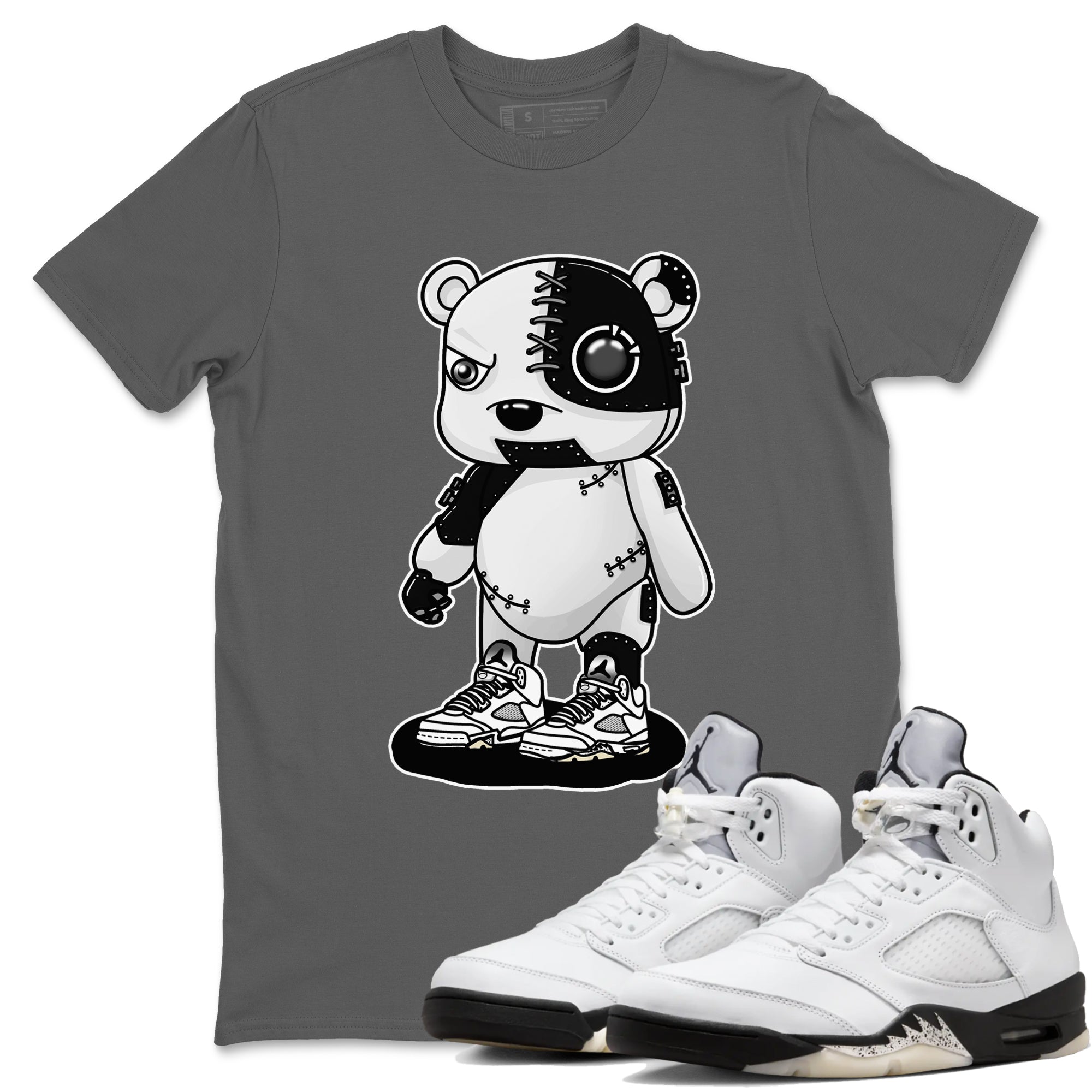 Cyborg Bear snkmatch Tees - Air Jordan 5 White Black